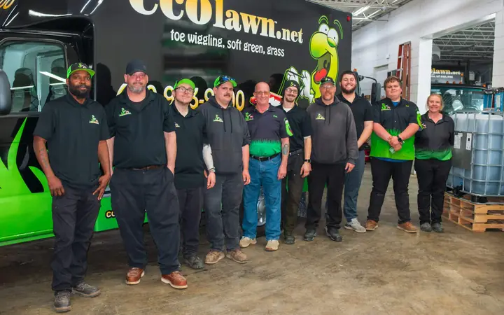 The Ecolawn team in front of one of their trucks